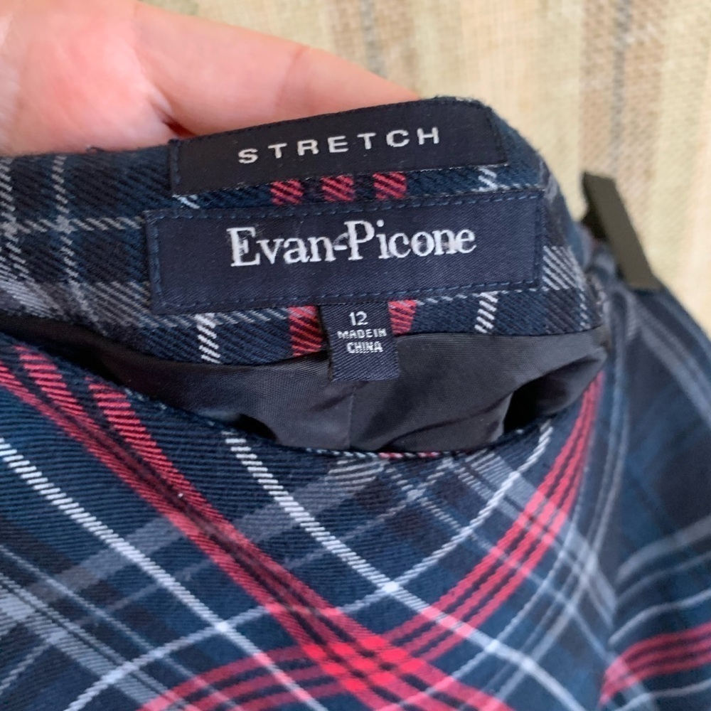 Evan Picone Stretch MIDI Flare Skirt Bottom Women Clothing Size 12 Plaid Fashion - Picture 3 of 3